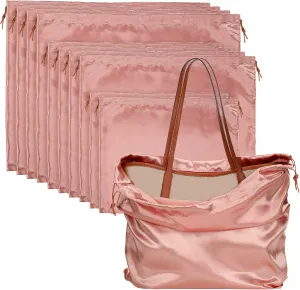 10 Pcs Dust Bags for Purses and Handbags Silk Dust Cover Bag for Handbags Purses Shoes Boots Silk Drawstring for Storage, 3 Sizes(Pink)