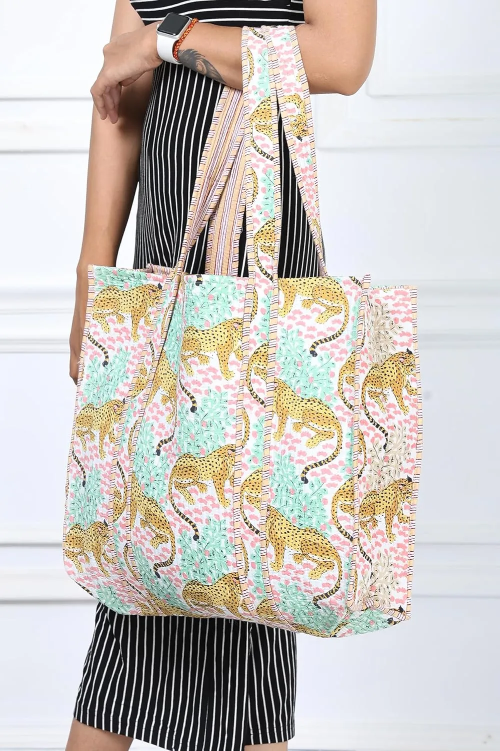 100% Cotton Shoulder Bag Tote Bag Women Reversible Shopping Bag &Grocery Bags Stylish Travel Bag Gift for Her