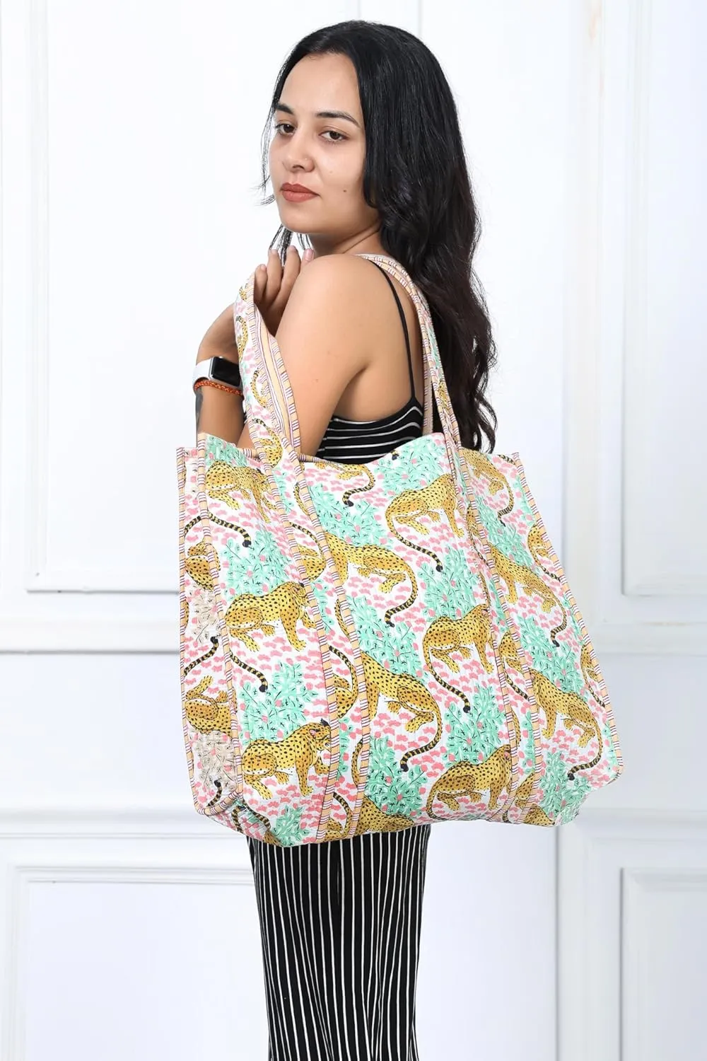 100% Cotton Shoulder Bag Tote Bag Women Reversible Shopping Bag &Grocery Bags Stylish Travel Bag Gift for Her
