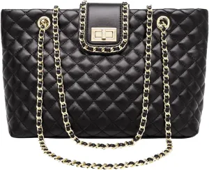 11.8"/13.4" Women Quilted Double Strap Large Tote Bag Shoulder Bag Hobo Tote Handbag（2 Sizes Available）