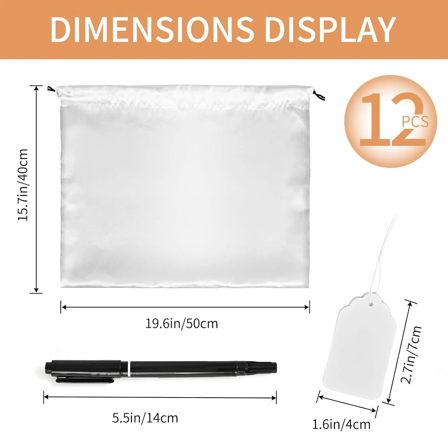 12 Pack Dust Bags for Handbags and Purses, Silk Dust Cover Bag for Handbags Purses Shoes Boots, Drawstring Bag Travel Storage Pouch (White, 19.6 × 15.7 in)