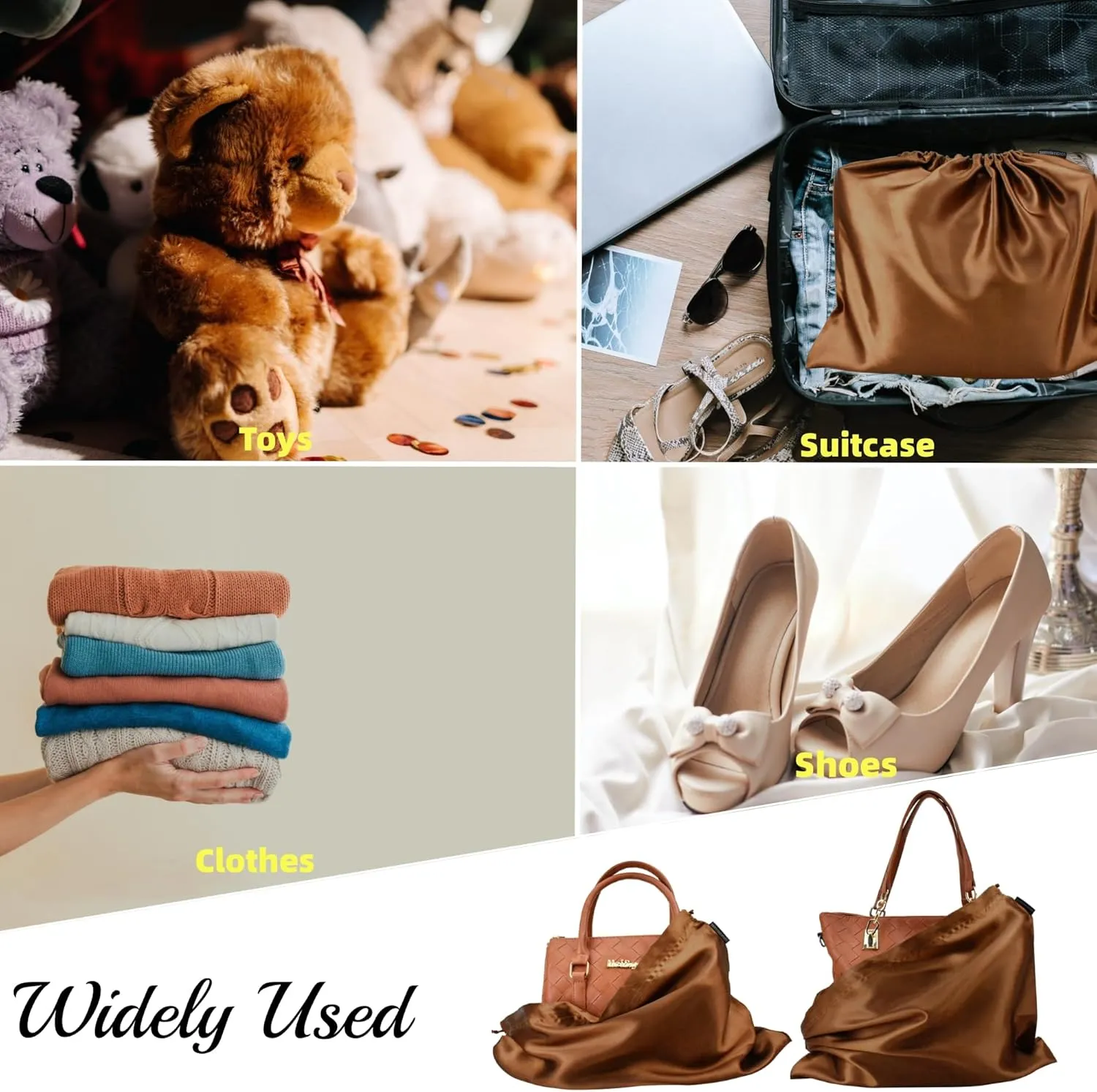 12 Pack Dust Bags for Handbags, Silk Cloth Bag With Drawstring Large Travel Storage Pouch for Handbag Purse Shoes Boots