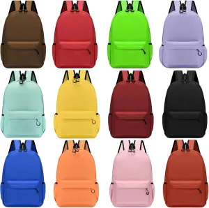 12Pack 17inch School Backpacks in Bulk for Student Outdoor Travel Book Bag Wholesale Zippered Schoolbag for Elementary Middle High Schools Students Back to School Supplies 12 Assorted Colors