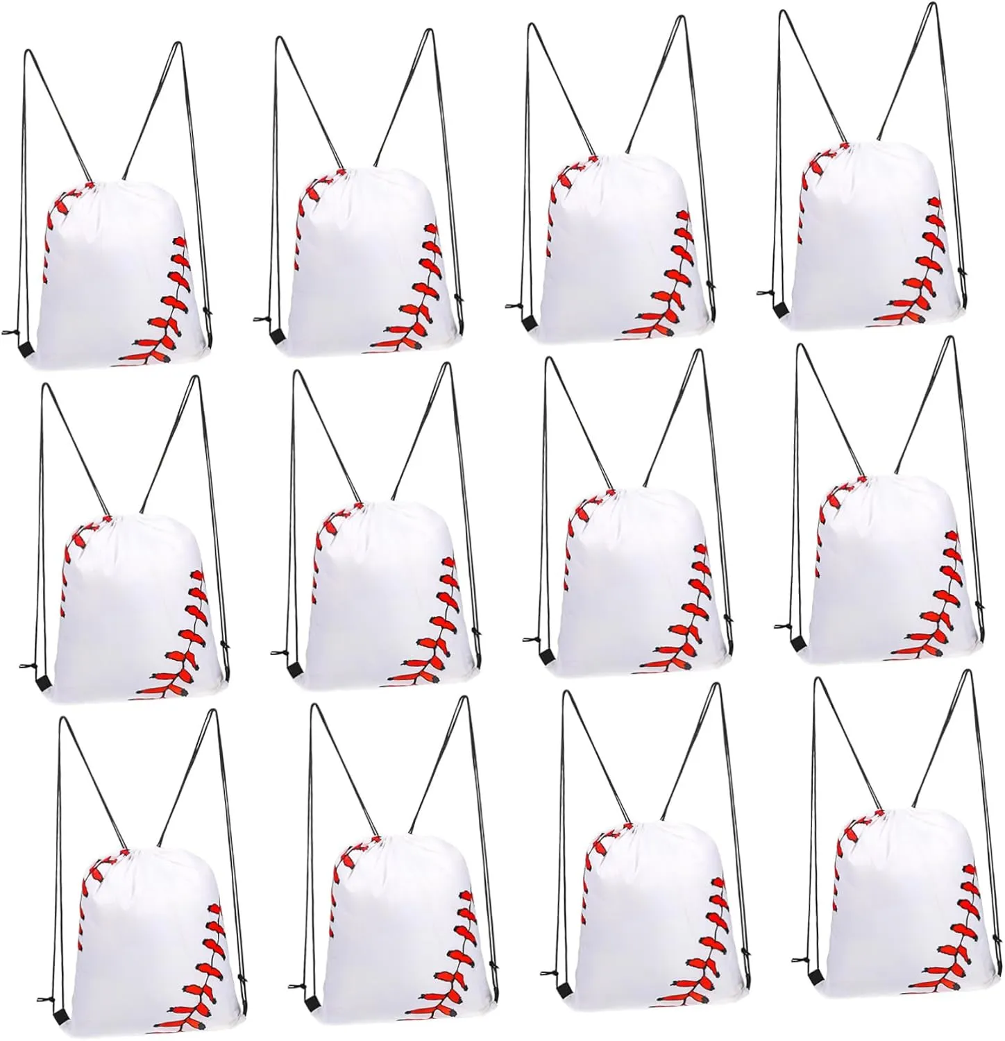 12Pcs Drawstring Backpack with Baseball Theme for Sports and Travel Lightweight String Bags with Durable Construction and Drawstring Closure for Gym