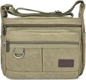 13 "Canvas Crossbody Bag Multi Pocket Outdoor Activity Crossbody Bag Business Travel Messenger Bag Laptop Computer Bag