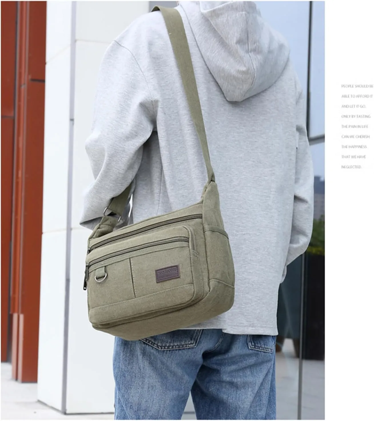 13 "Canvas Crossbody Bag Multi Pocket Outdoor Activity Crossbody Bag Business Travel Messenger Bag Laptop Computer Bag