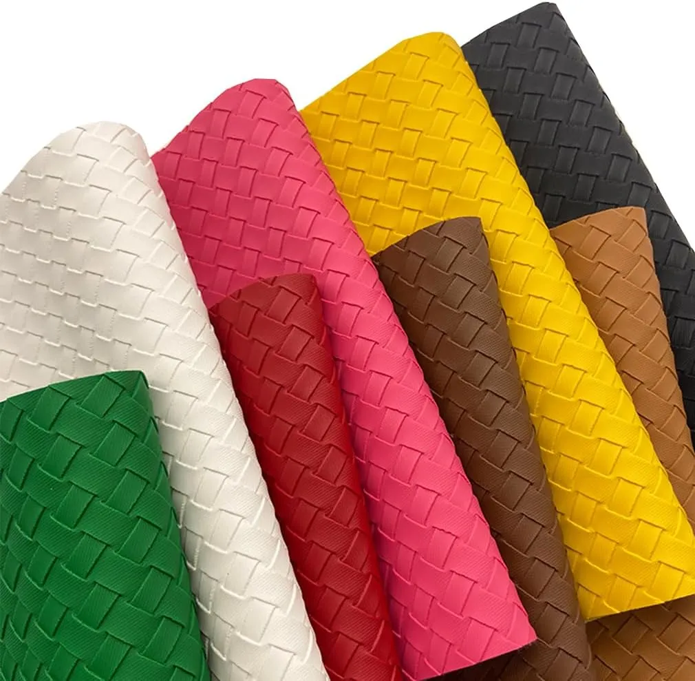 16" x 54" Braided Faux Leather Roll 40x135cm Embossed Basket Weave Texture Synthetic Leather Fabric for Making Leaf Earrings Hair Bow Handbag and DIY Crafts-Yellow