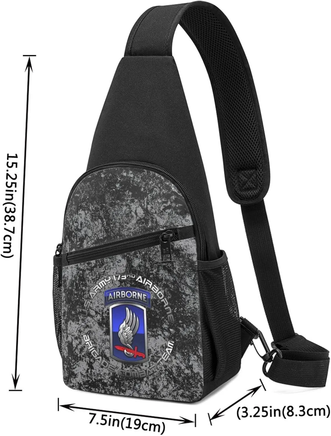 173 Airborne Brigade SSI Sling Bag Crossbody Backpack Shoulder Casual Daypack Bags for Men