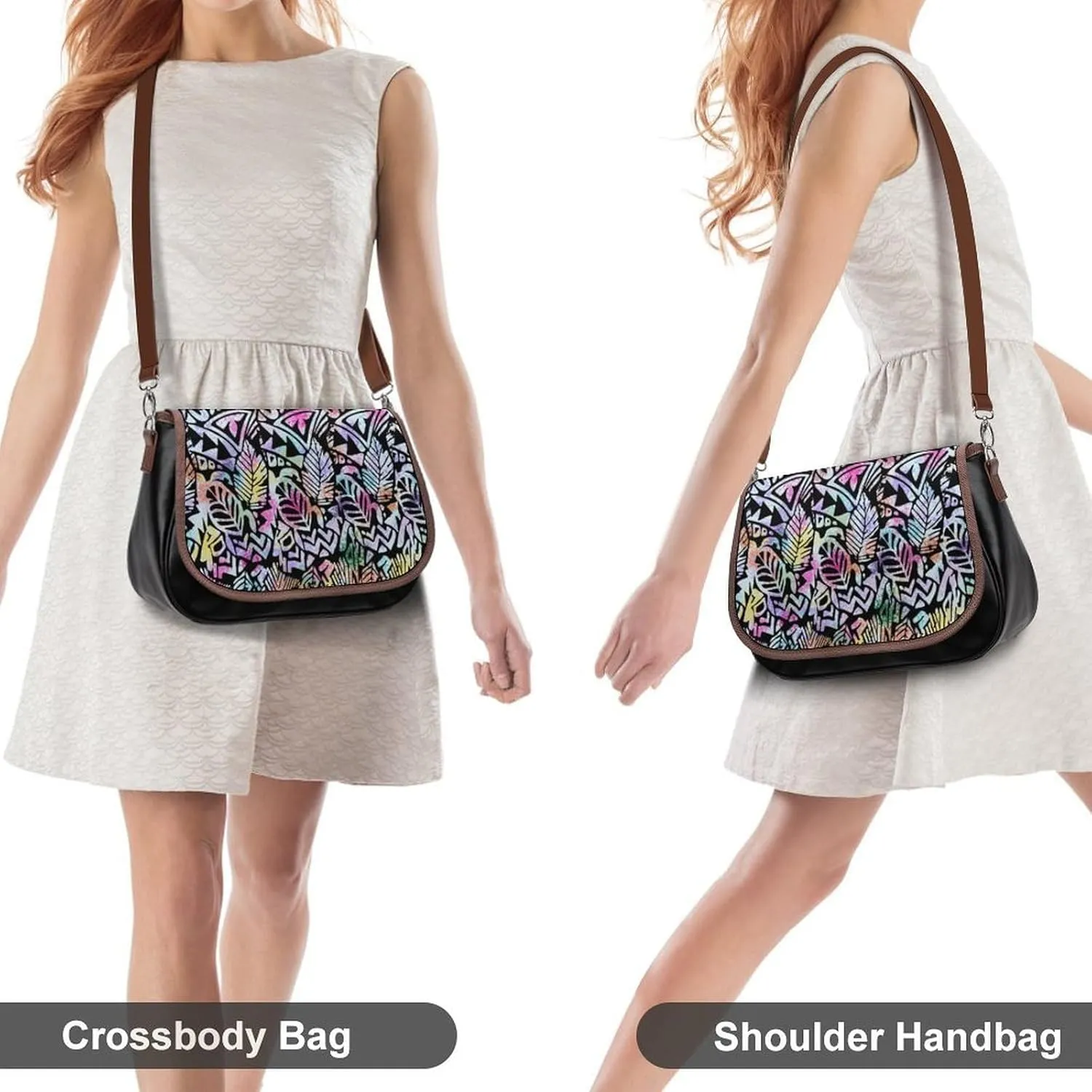 2025 Pacific Island Holiday Fashion Women'S Bag Polynesian Tribal Pattern Floral Print Leather Crossbody Bag