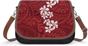 2025 Pacific Island Holiday Fashion Women'S Bag Polynesian Tribal Pattern Floral Print Leather Crossbody Bag