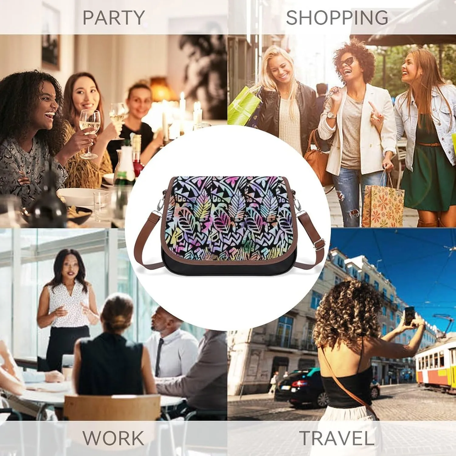 2025 Pacific Island Holiday Fashion Women'S Bag Polynesian Tribal Pattern Floral Print Leather Crossbody Bag