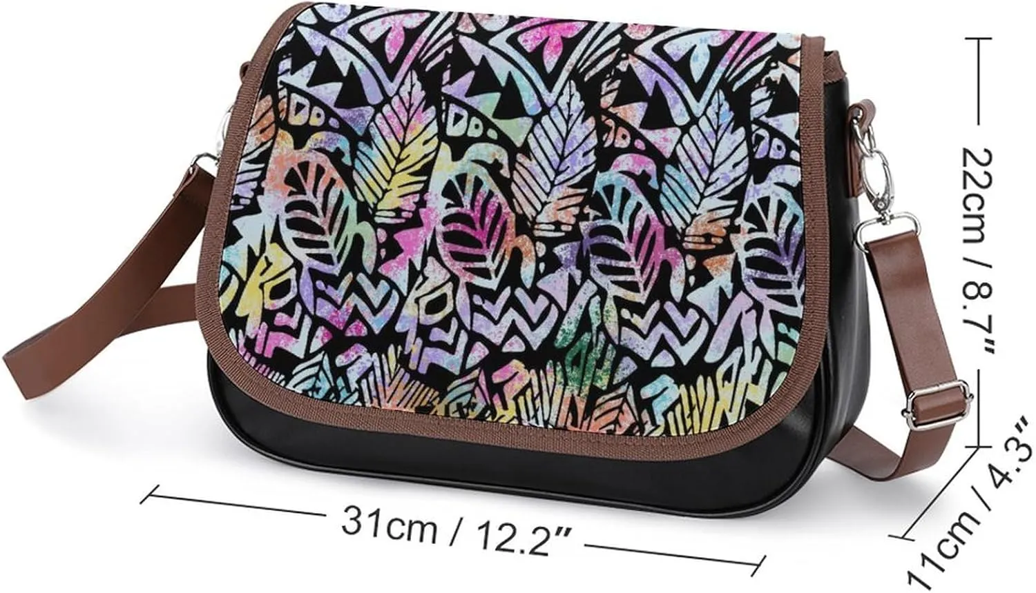 2025 Pacific Island Holiday Fashion Women'S Bag Polynesian Tribal Pattern Floral Print Leather Crossbody Bag