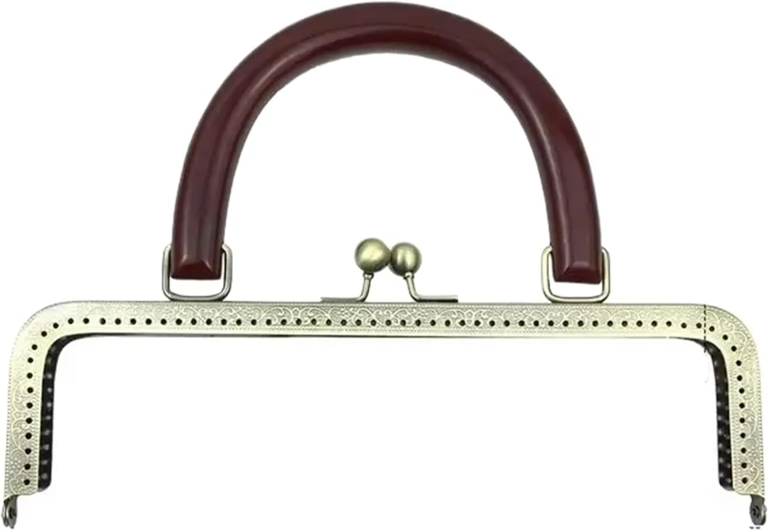 20/25cm Metal Square Kiss Clasp Handles Embossed/Smooth Purse Frames Wooden Handle Bags Brackets Wallet Framework(25cm-B)