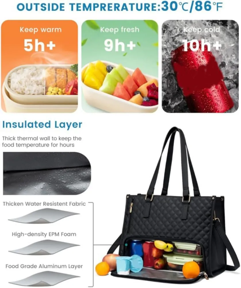 3 in 1 tote bag for women,2 in 1 bag combo,ladies laptop with compartment large with lunch compartment