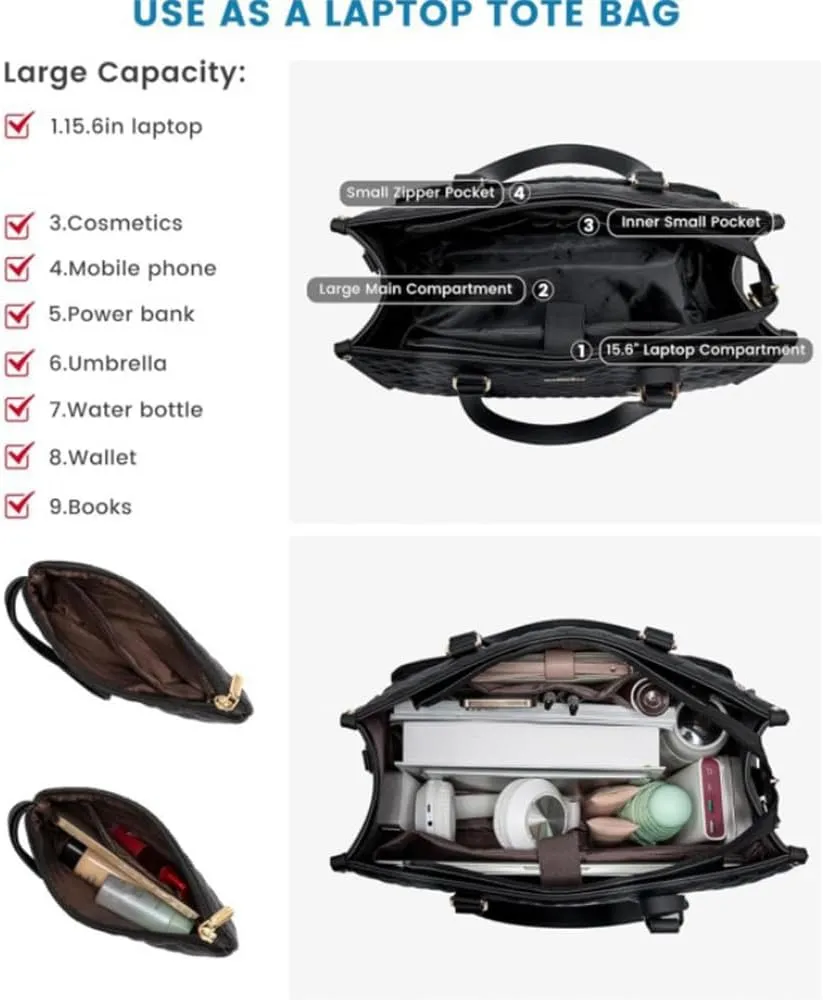 3 in 1 tote bag for women,2 in 1 bag combo,ladies laptop with compartment large with lunch compartment