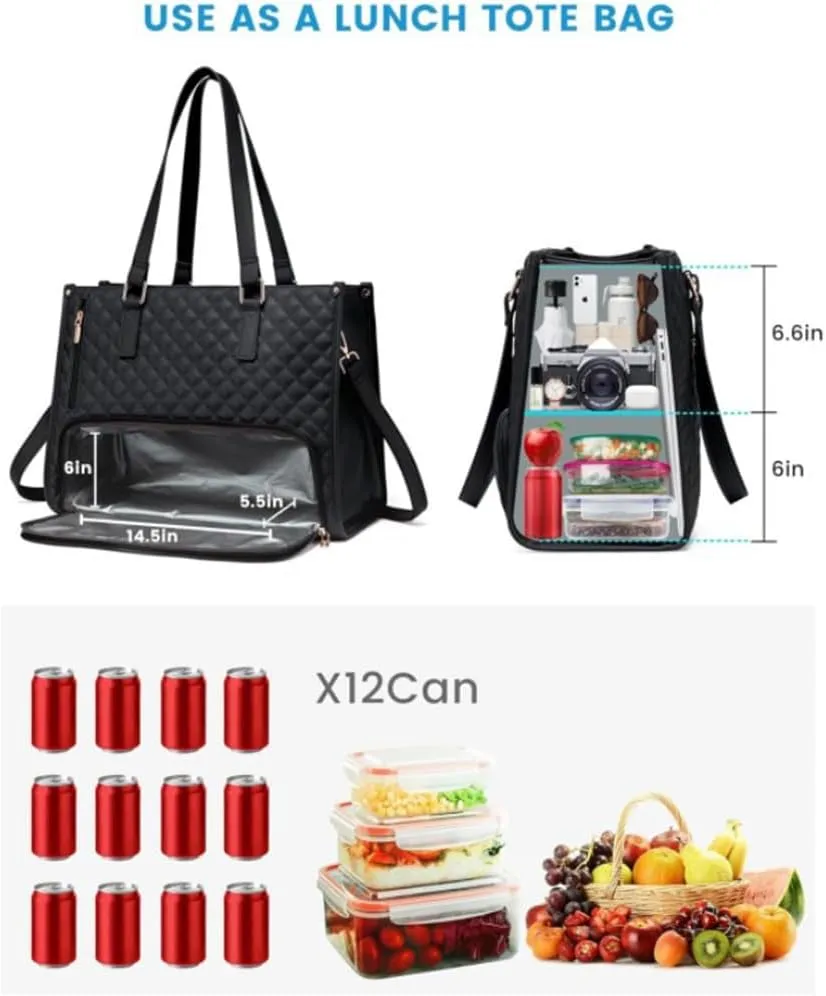 3 in 1 tote bag for women,2 in 1 bag combo,ladies laptop with compartment large with lunch compartment