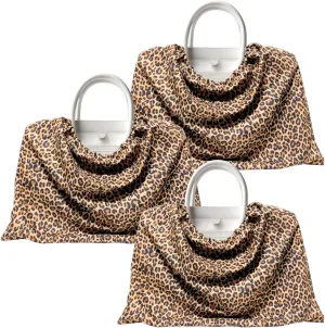 3 or 4 Packs Leopard Printed Cotton Drawstring Dustproof Bag Covers, Storage Travel Protection Organizer Set for Handbags Purses Luggage Shoes Boots Accessories (Leopard, 23.5 x 19.75 inch)
