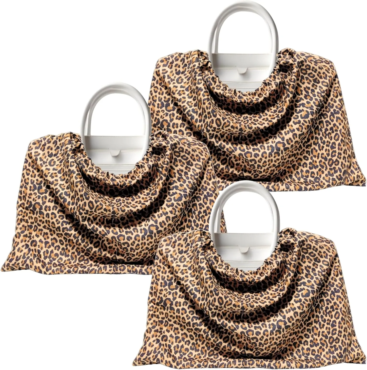 3 or 4 Packs Leopard Printed Cotton Drawstring Dustproof Bag Covers, Storage Travel Protection Organizer Set for Handbags Purses Luggage Shoes Boots Accessories (Leopard, 23.5 x 19.75 inch)