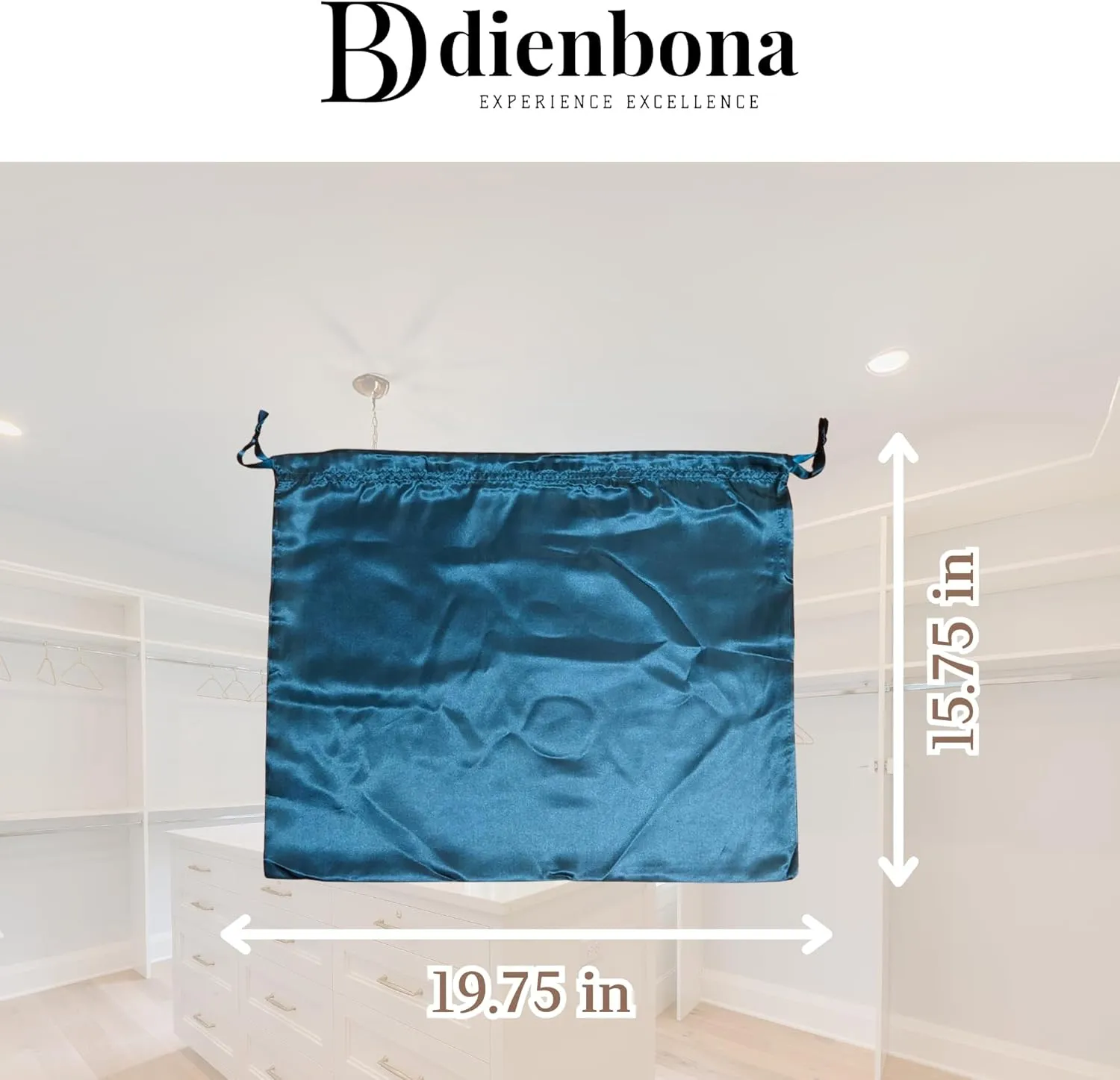 3 or 4 Packs Silky Satin Drawstring Dust Bag, Moisture-Resistant Storage Cover for Purses and Travel Accessories (Midnight Teal, 3 Pcs - 19.75 x 15.75 in)