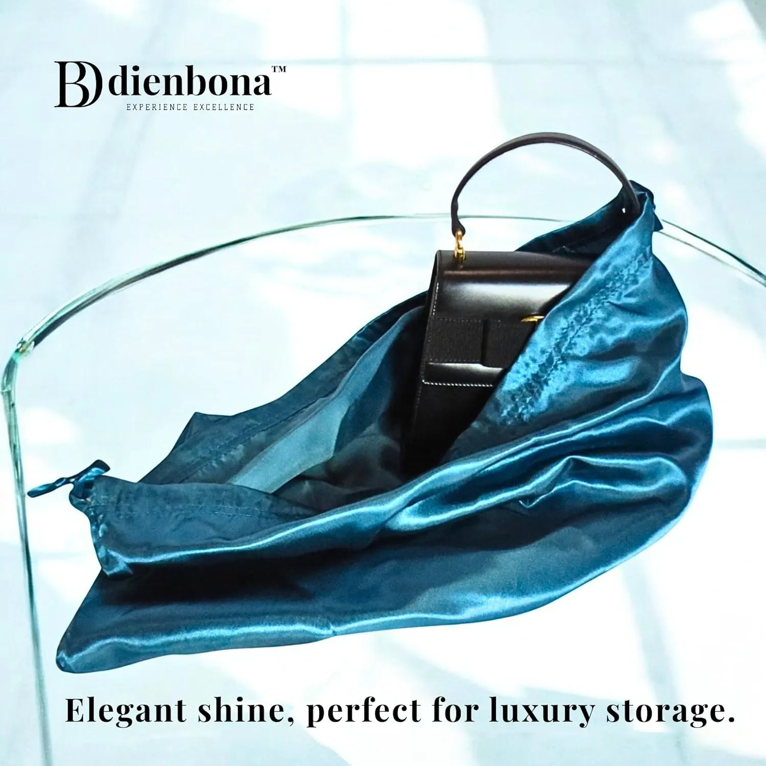 3 or 4 Packs Silky Satin Drawstring Dust Bag, Moisture-Resistant Storage Cover for Purses and Travel Accessories (Midnight Teal, 3 Pcs - 19.75 x 15.75 in)