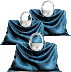 3 or 4 Packs Silky Satin Drawstring Dust Bag, Moisture-Resistant Storage Cover for Purses and Travel Accessories (Midnight Teal, 3 Pcs - 19.75 x 15.75 in)
