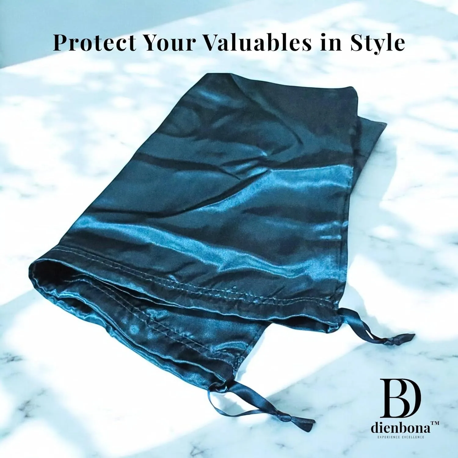 3 or 4 Packs Silky Satin Drawstring Dust Bag, Moisture-Resistant Storage Cover for Purses and Travel Accessories (Midnight Teal, 3 Pcs - 19.75 x 15.75 in)