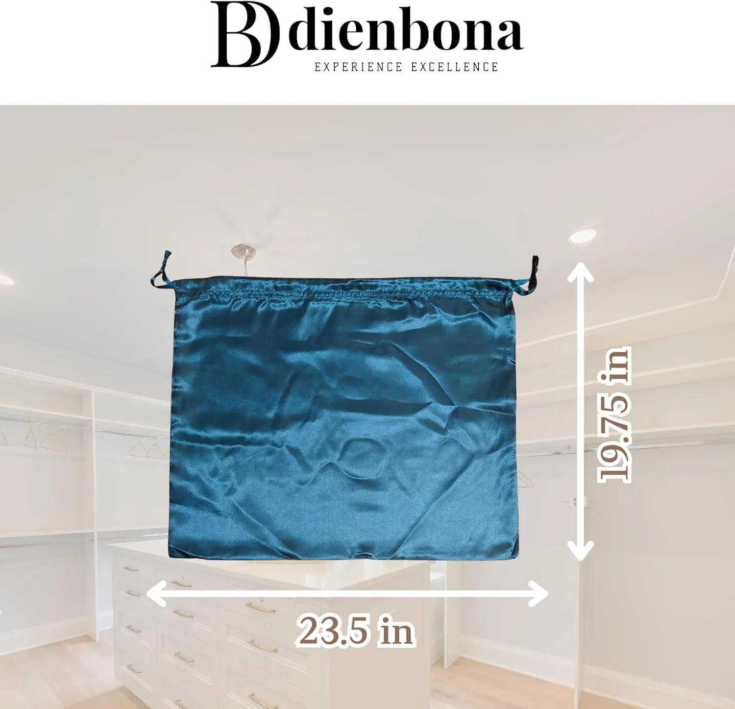 3 or 4 Packs Silky Satin Drawstring Dust Bag, Moisture-Resistant Storage Cover for Purses and Travel Accessories (Midnight Teal, 3 Pcs - 23.5 x 19.75 in)
