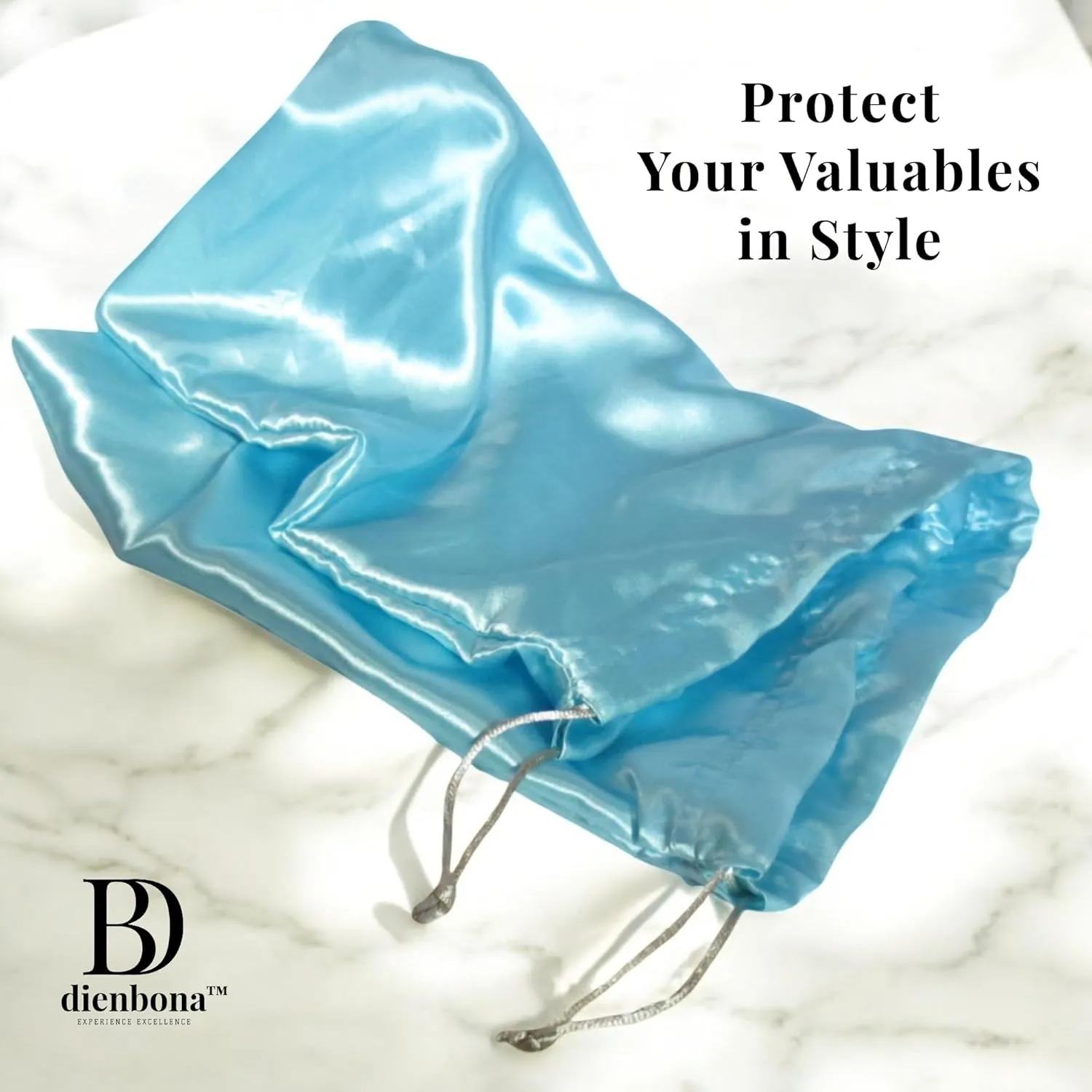 3 or 4 Packs Silky Satin Drawstring Dustproof Bag Covers, Storage Travel Protection Organizer Set for Handbags Purses Luggage Shoes Boots Accessories (Mint Green, 3 Pcs - 19.75 x 15.75 in)