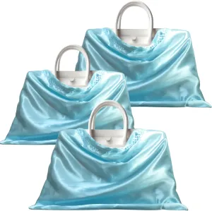 3 or 4 Packs Silky Satin Drawstring Dustproof Bag Covers, Storage Travel Protection Organizer Set for Handbags Purses Luggage Shoes Boots Accessories (Mint Green, 3 Pcs - 19.75 x 15.75 in)