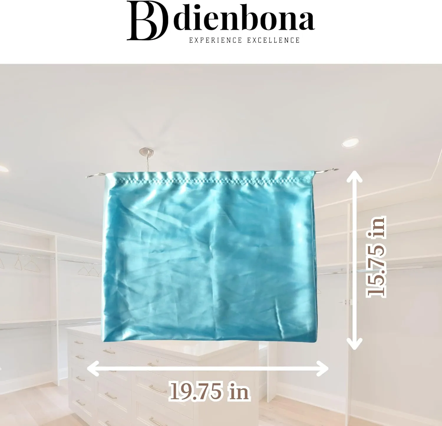 3 or 4 Packs Silky Satin Drawstring Dustproof Bag Covers, Storage Travel Protection Organizer Set for Handbags Purses Luggage Shoes Boots Accessories (Mint Green, 3 Pcs - 19.75 x 15.75 in)