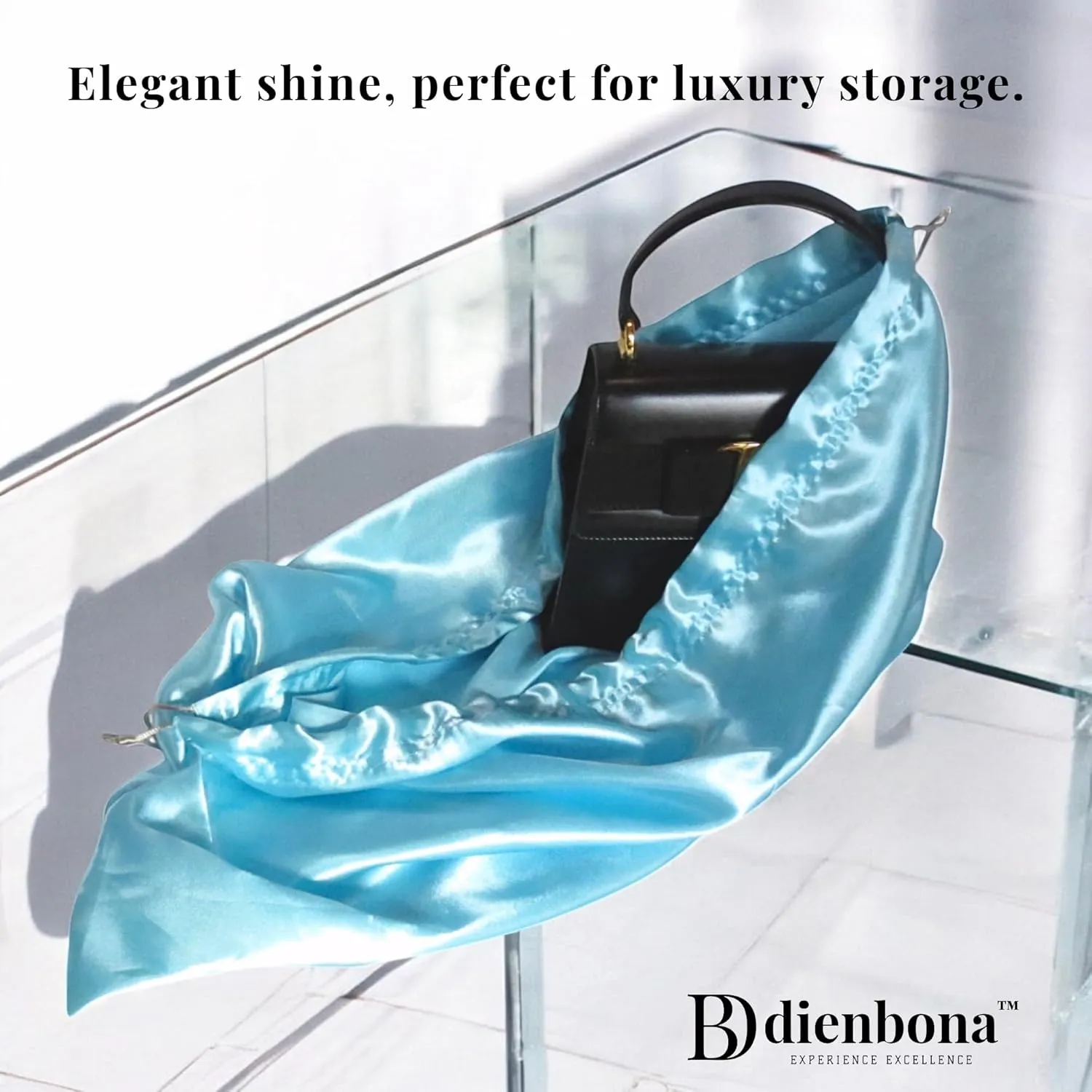 3 or 4 Packs Silky Satin Drawstring Dustproof Bag Covers, Storage Travel Protection Organizer Set for Handbags Purses Luggage Shoes Boots Accessories (Mint Green, 3 Pcs - 19.75 x 15.75 in)