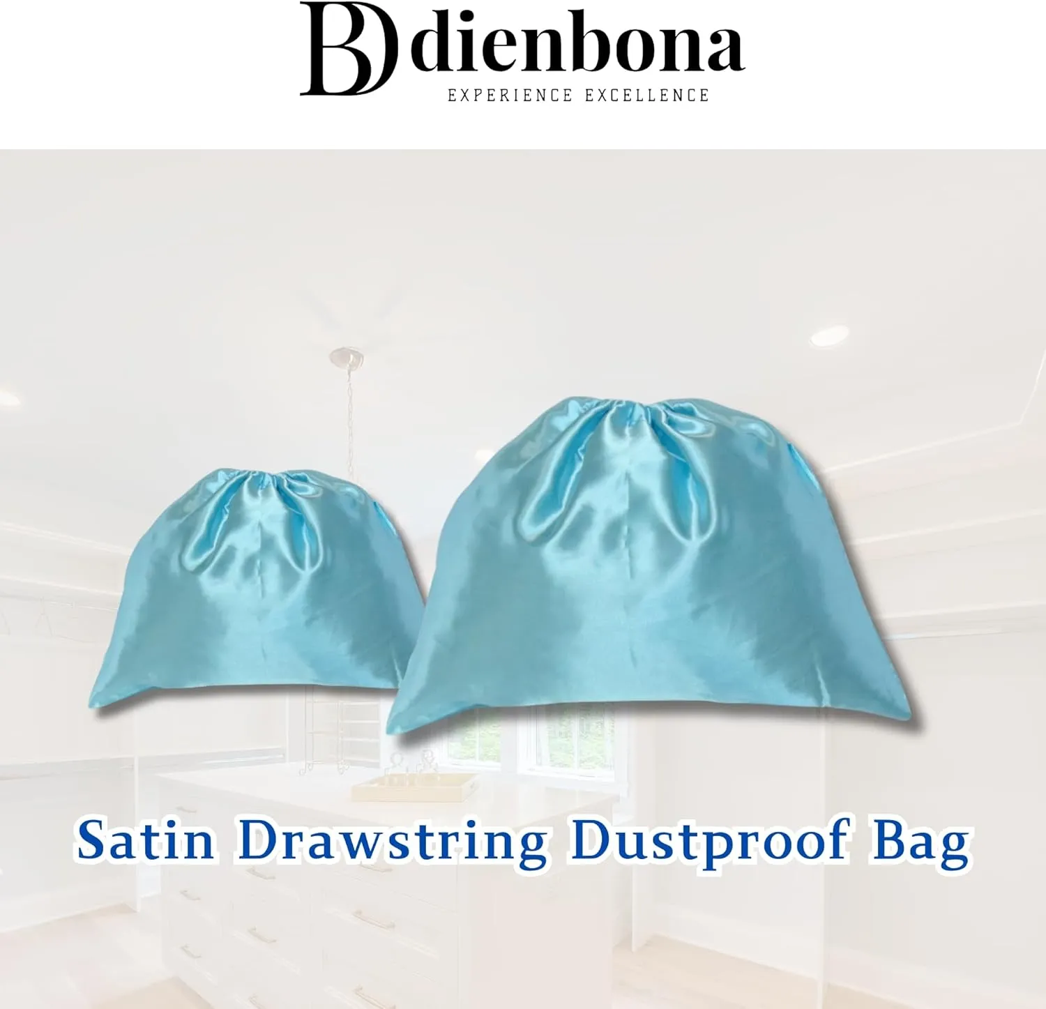 3 or 4 Packs Silky Satin Drawstring Dustproof Bag Covers, Storage Travel Protection Organizer Set for Handbags Purses Luggage Shoes Boots Accessories (Mint Green, 3 Pcs - 19.75 x 15.75 in)