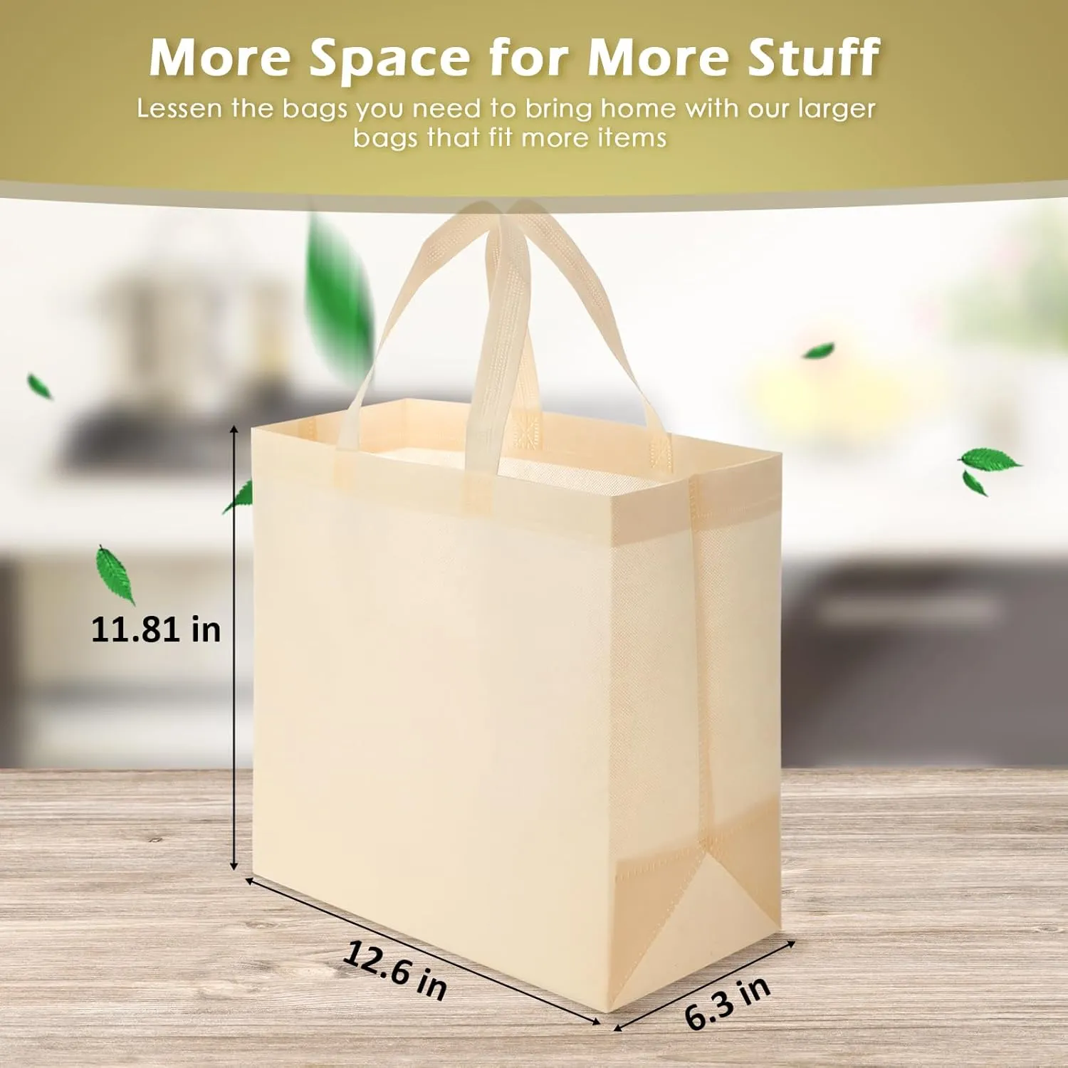 30 Pcs Reusable Tote Bag Bulk Non Woven Grocery Bag with Handle Blank Foldable Shopping for Groceries Shop Retail