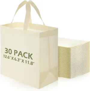 30 Pcs Reusable Tote Bag Bulk Non Woven Grocery Bag with Handle Blank Foldable Shopping for Groceries Shop Retail