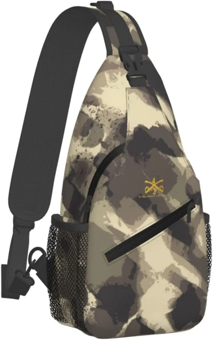 3rd Squadron 4th US Cavalry Sling Bag for Men, Small Crossbody Sling Bags, Mini Water Resistant Shoulder Daypack for Travel, Anti Thief Chest Bag for Hiking