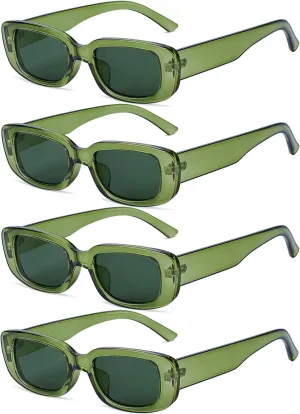 4 Pieces Retro Vintage Sunglasses Small Square Rectangle 90s Glasses Trendy Y2K for Women Aesthetic Accessories