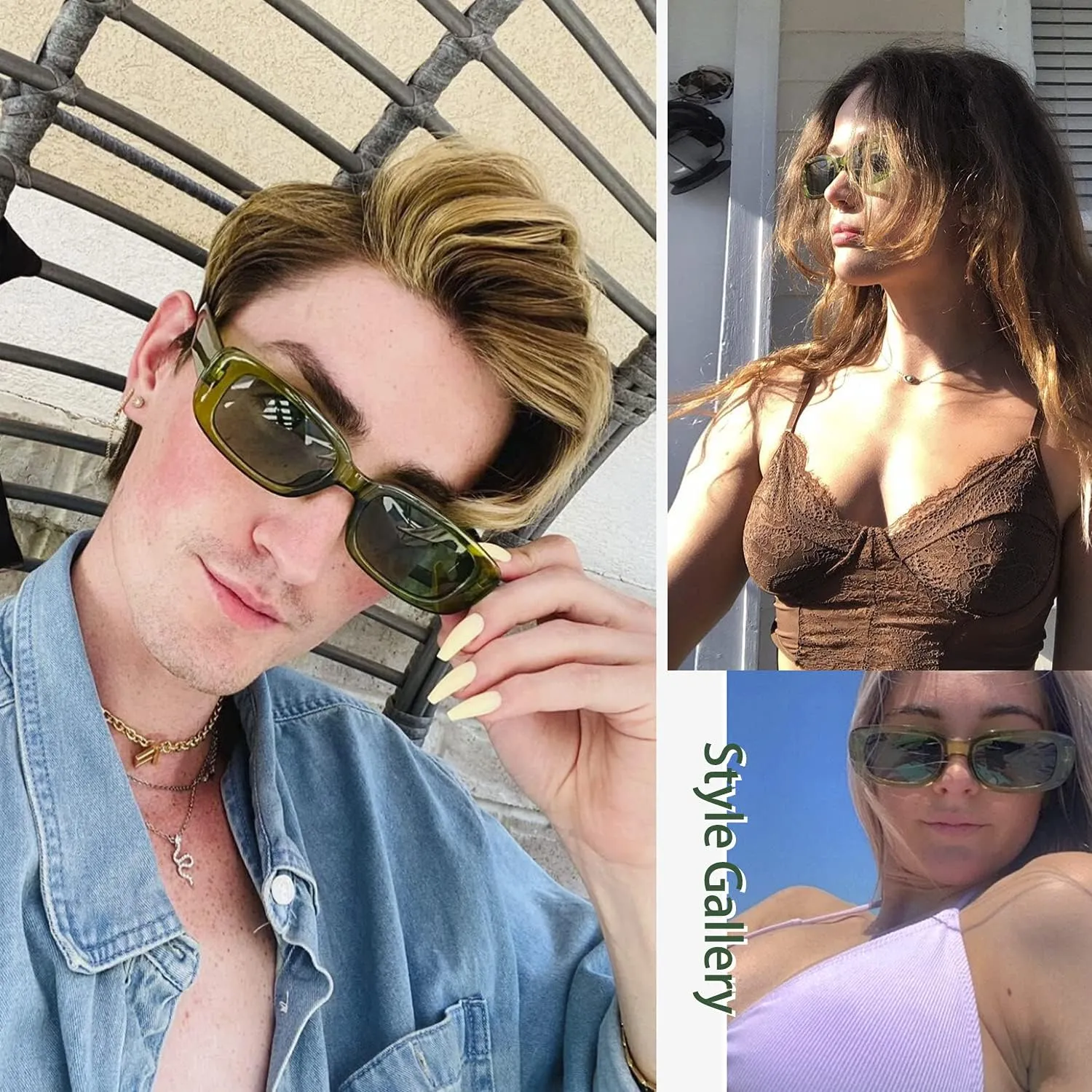 4 Pieces Retro Vintage Sunglasses Small Square Rectangle 90s Glasses Trendy Y2K for Women Aesthetic Accessories