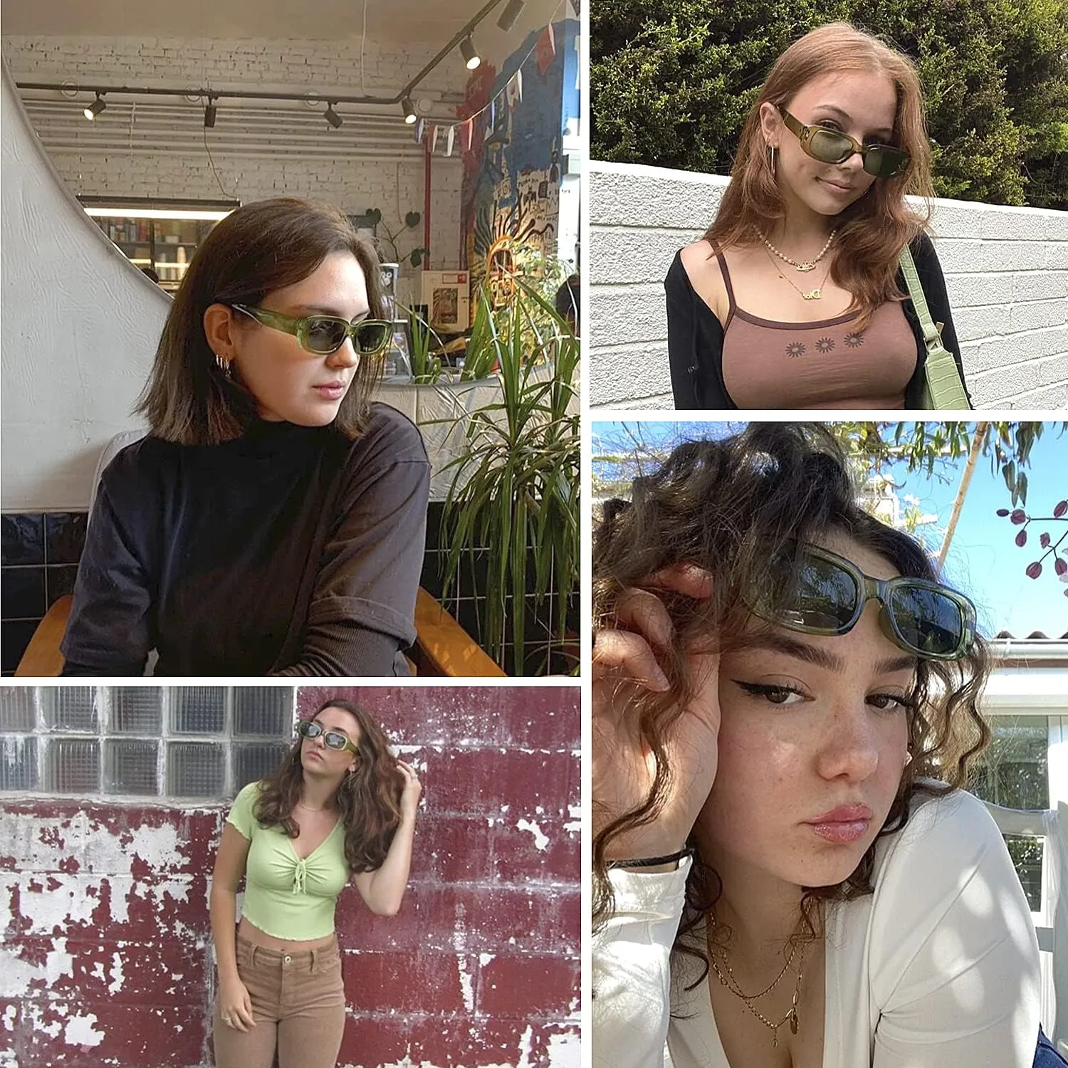 4 Pieces Retro Vintage Sunglasses Small Square Rectangle 90s Glasses Trendy Y2K for Women Aesthetic Accessories