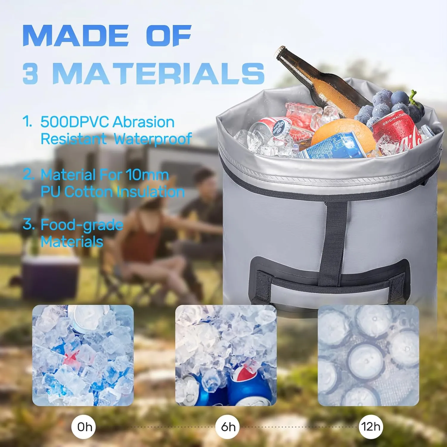 48cans Large Cooler Backpack Insulated Waterproof for Men Women Insulated Backpack Cooler Leak Proof Waterproof for 24 Hours Cooling for Camping Picnic Hiking Beach Travel Kayaking