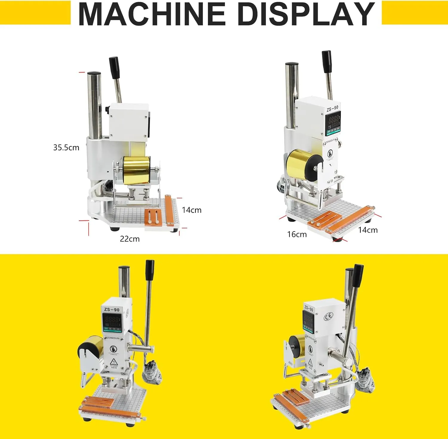 5x7cm Digital Embossing Machine Hot Foil Stamping Machine Manual Tipper Stamper for PVC Leather Pu and Paper Stamping with Paper Holder and Scale