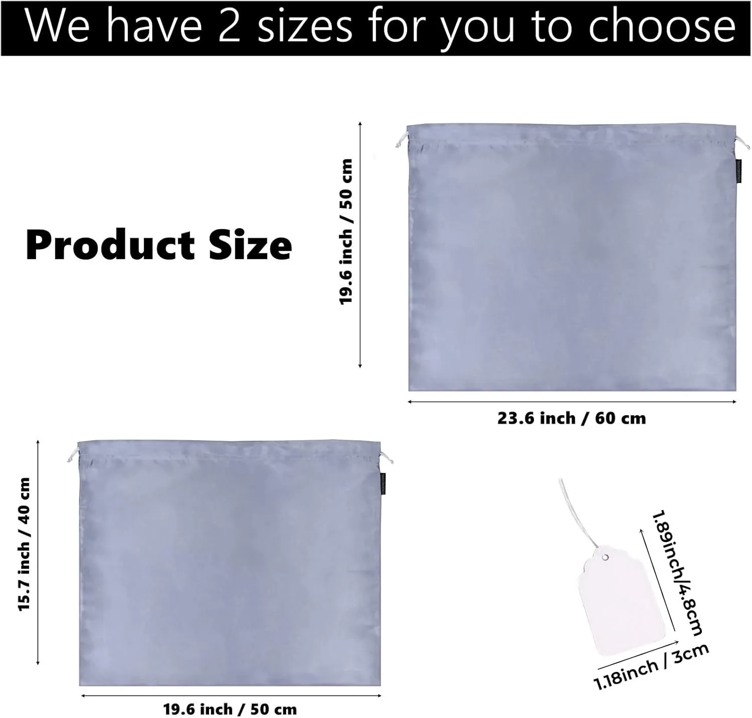 6 Pack Dust Bags for Handbags Silk Dust Cover Bag for Handbags Purses Shoes Boots, Silk Dustproof Drawstring Bag Travel Storage Pouch (Gray, 23.6 × 19.6 in)