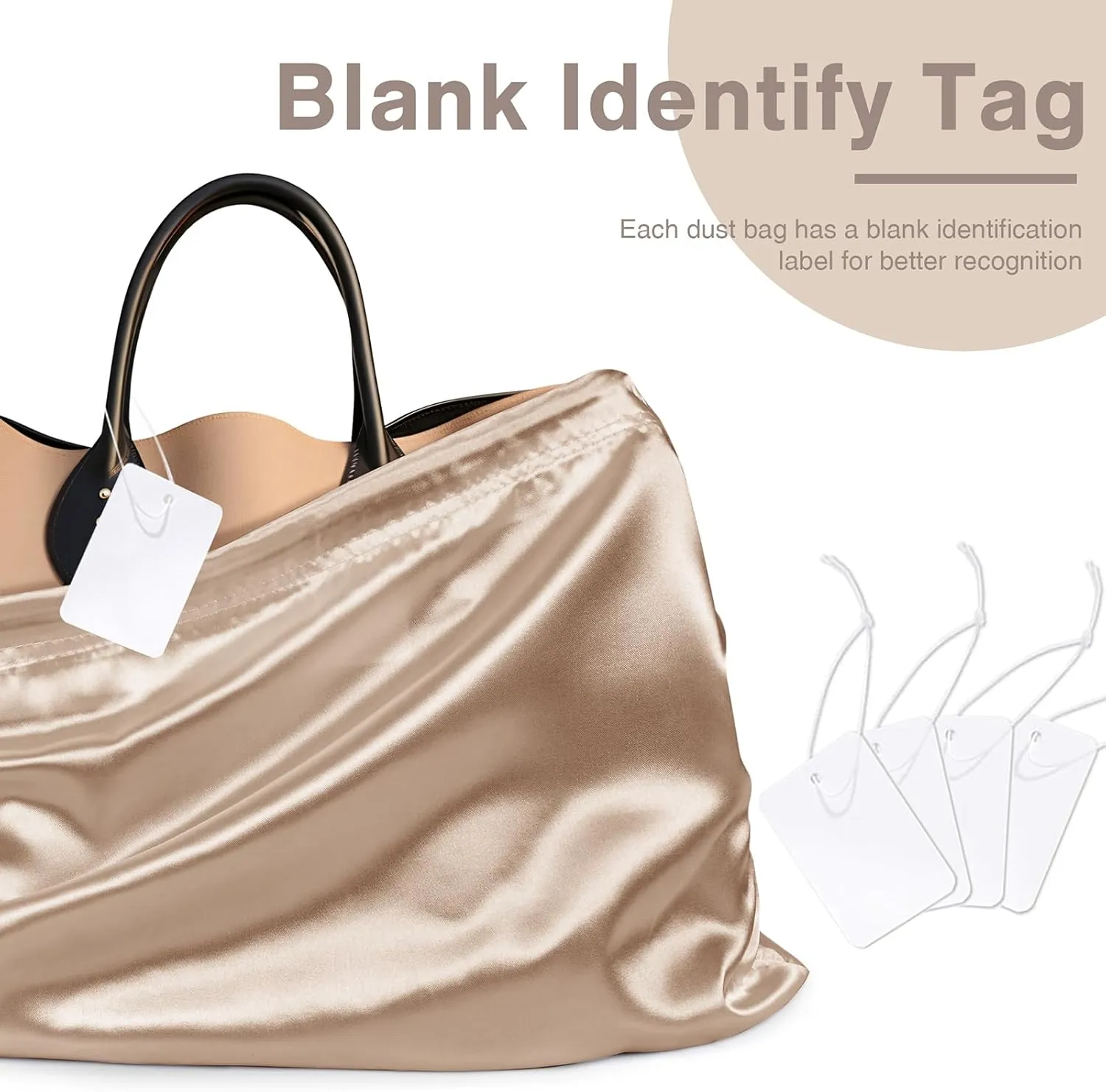 6 Pack Silky Dust Bags for Handbags, Amber Beige Satin Dust Cover Bag Silk Drawstring Bag Handbag Protector Travel Storage Pouch for Purse Shoes Boots(19.6 x 15.7 In   23.6 x 19.6 In)