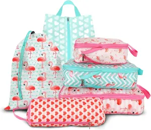 6 Pcs Compression Packing Cubes for Travel Suitcases, Waterproof Luggage Organizer Bags Set, Washable Packaging Cubes for Women Backpack Travel Perfect for Carry-Ons and Storage