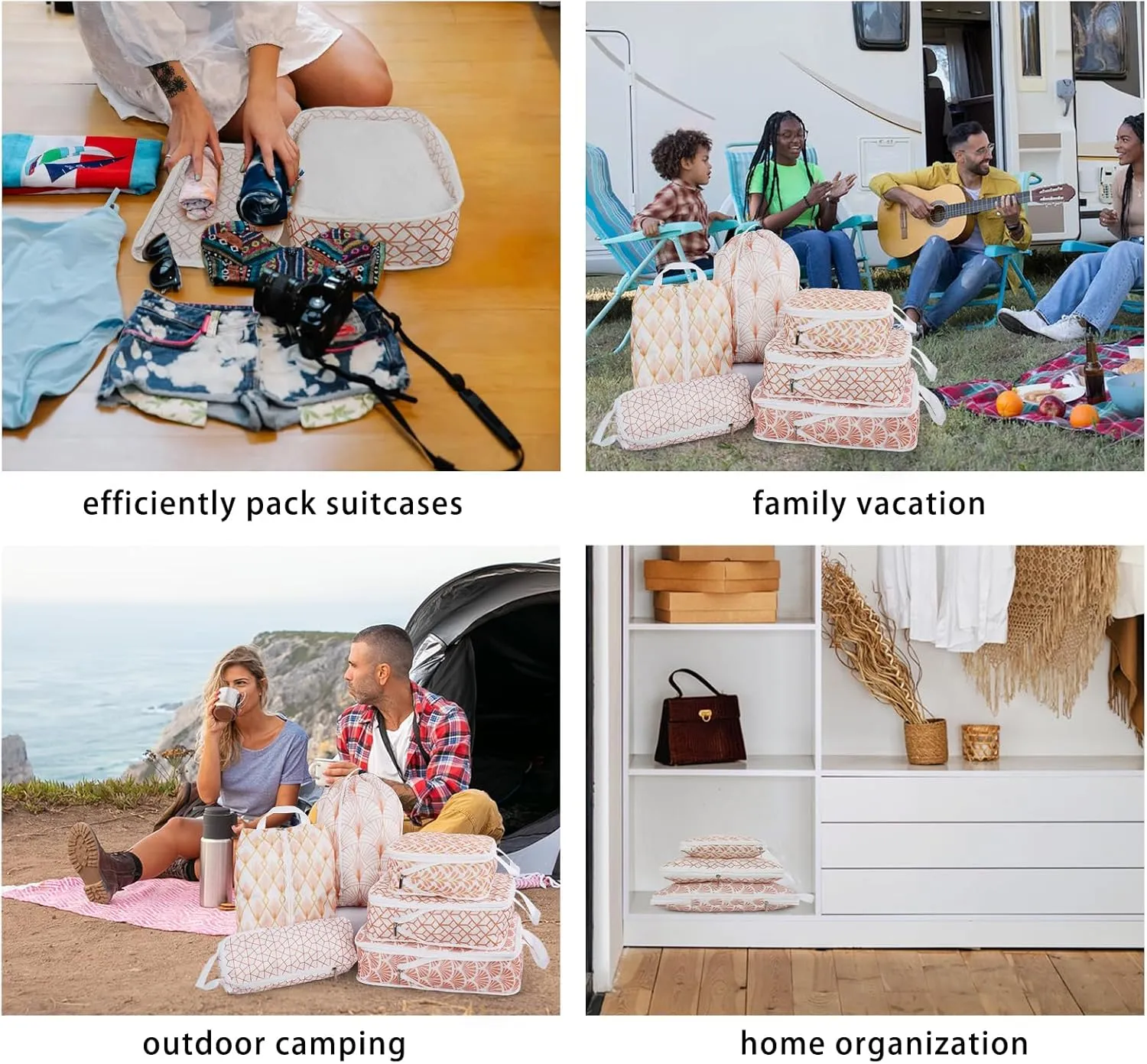 6 Pcs Compression Packing Cubes for Travel Suitcases, Waterproof Luggage Organizer Bags Set, Washable Packaging Cubes for Women Backpack Travel Perfect for Carry-Ons and Storage