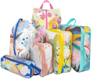6 Pcs Compression Packing Cubes for Travel Suitcases, Waterproof Luggage Organizer Bags Set, Washable Packaging Cubes for Women Backpack Travel Perfect for Carry-Ons and Storage