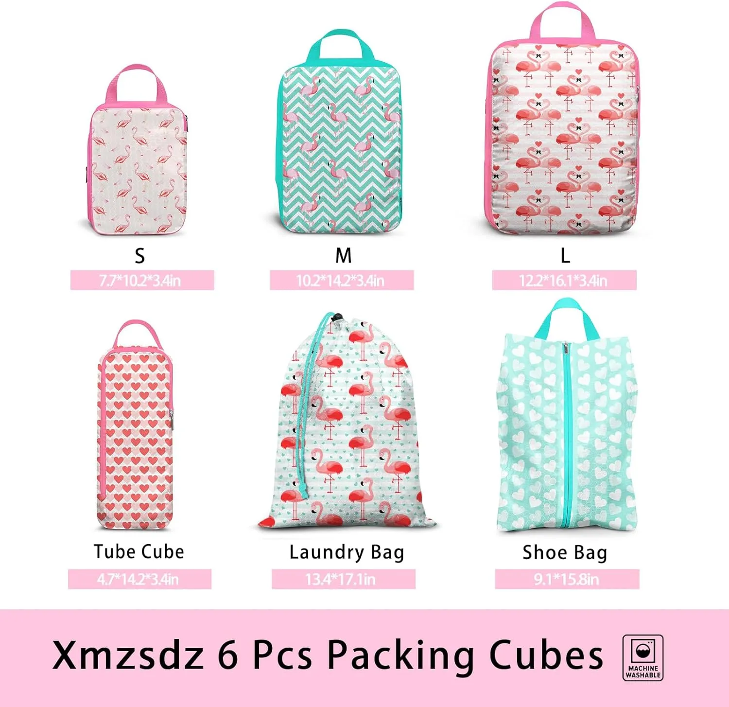 6 Pcs Compression Packing Cubes for Travel Suitcases, Waterproof Luggage Organizer Bags Set, Washable Packaging Cubes for Women Backpack Travel Perfect for Carry-Ons and Storage
