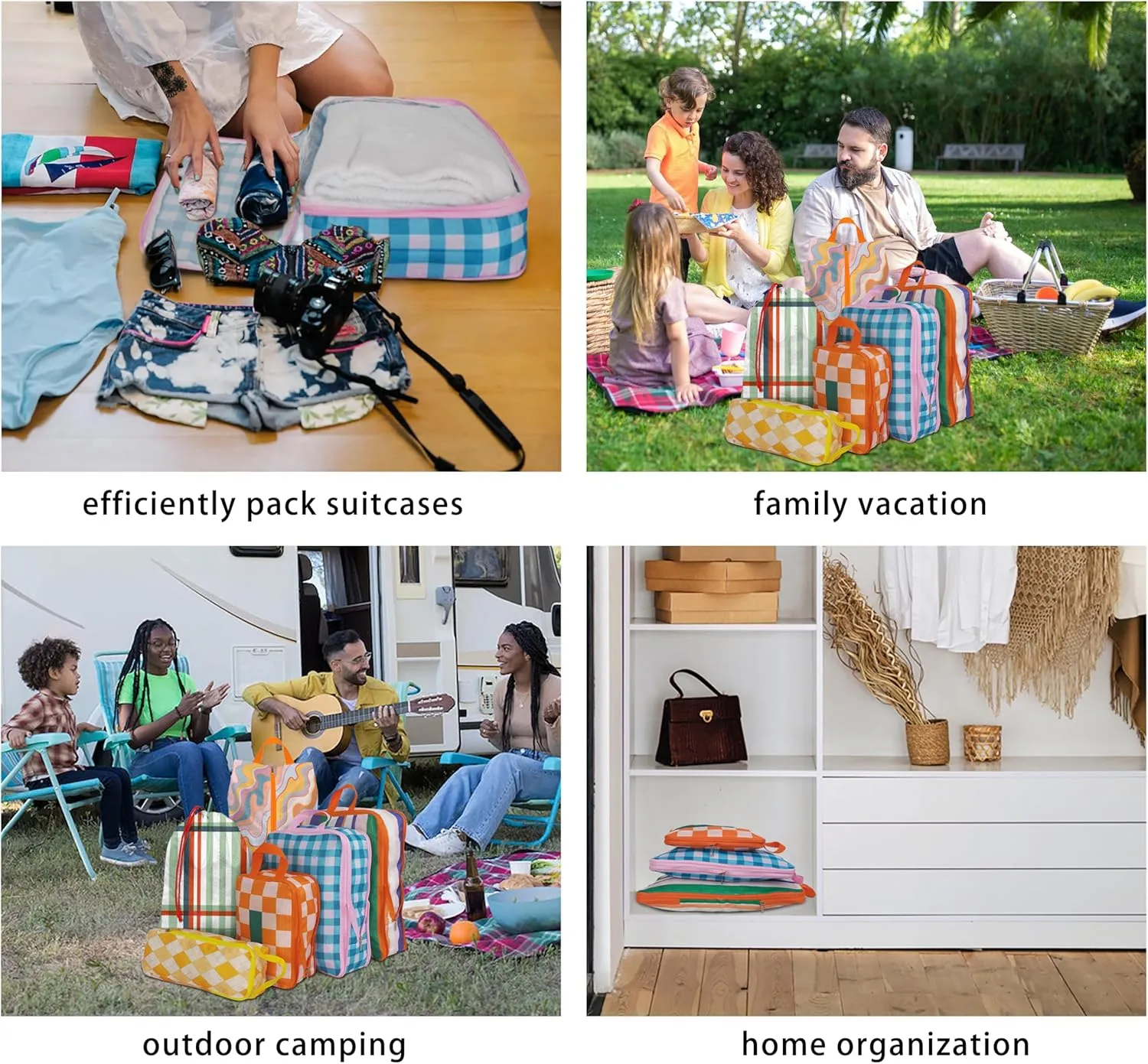 6 Pcs Compression Packing Cubes for Travel Suitcases, Waterproof Luggage Organizer Bags Set, Washable Packaging Cubes for Women Backpack Travel Perfect for Carry-Ons and Storage