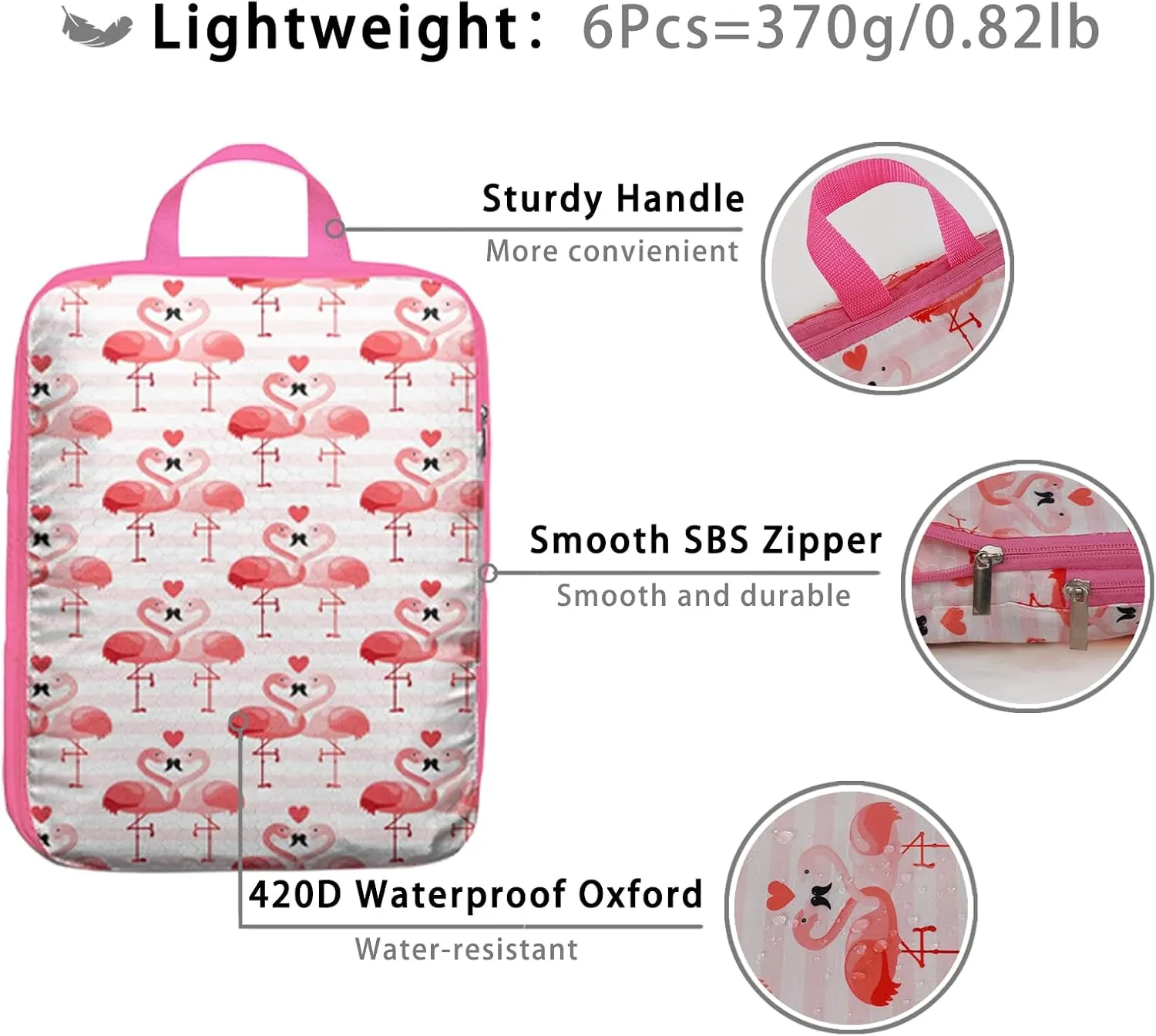 6 Pcs Compression Packing Cubes for Travel Suitcases, Waterproof Luggage Organizer Bags Set, Washable Packaging Cubes for Women Backpack Travel Perfect for Carry-Ons and Storage