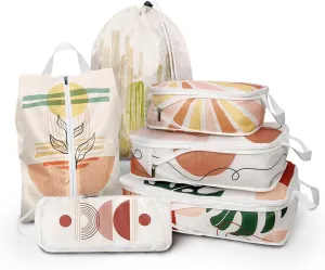 6 Pcs Compression Packing Cubes for Travel Suitcases, Waterproof Luggage Organizer Bags Set, Washable Packaging Cubes for Women Backpack Travel Perfect for Carry-Ons and Storage