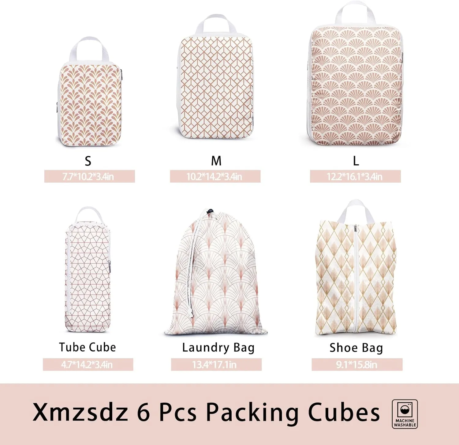 6 Pcs Compression Packing Cubes for Travel Suitcases, Waterproof Luggage Organizer Bags Set, Washable Packaging Cubes for Women Backpack Travel Perfect for Carry-Ons and Storage